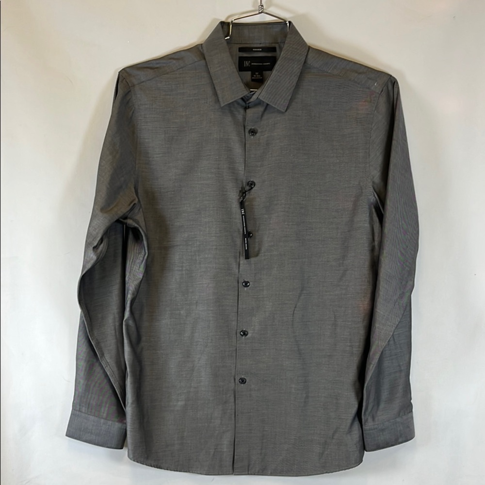 International Concepts Dress Shirt Men's Long Sleeve No Iron Sz 15-15.5 Grey NWT